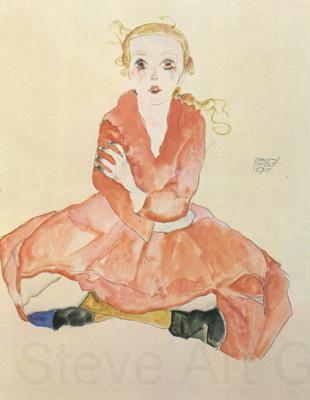 Egon Schiele Seated Girl Facing Front (mk12) Norge oil painting art